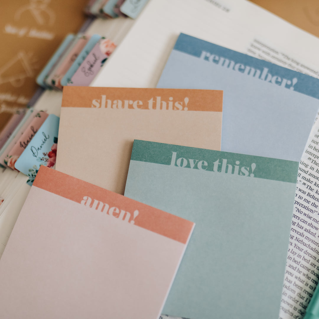 sticky notes for bible study in bible