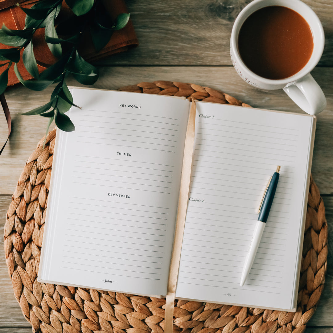 journal opened to lined pages for writing notes