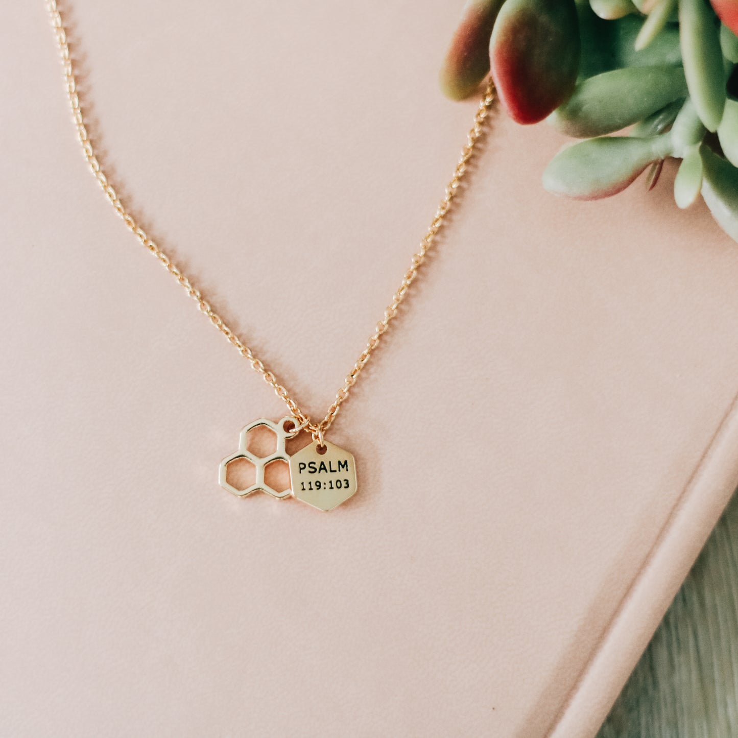 Psalm 119:103 Honeycomb Necklace