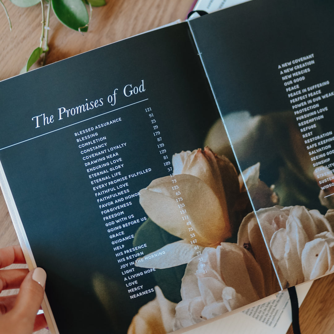 Coffee table book opened to table of contents