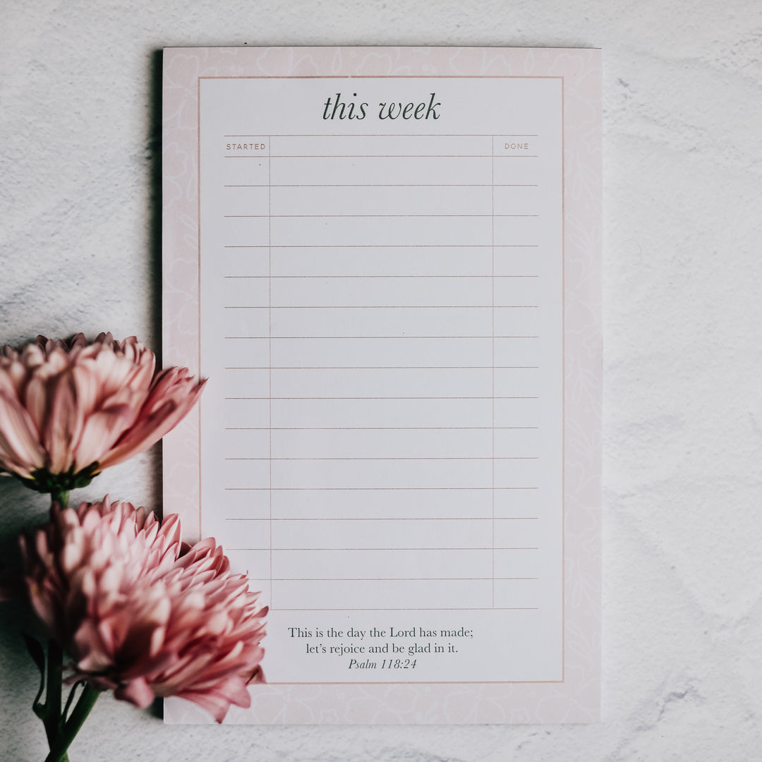 photo of notepad with flowers