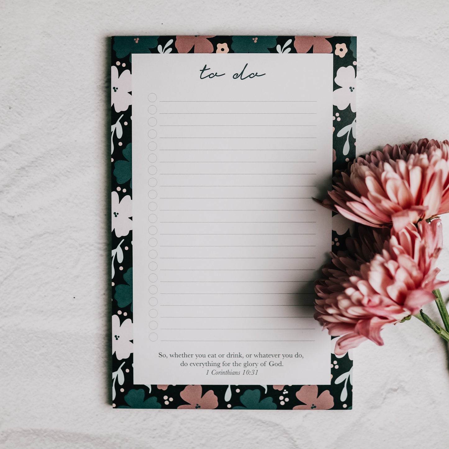 To Do Notepad - Teal Floral