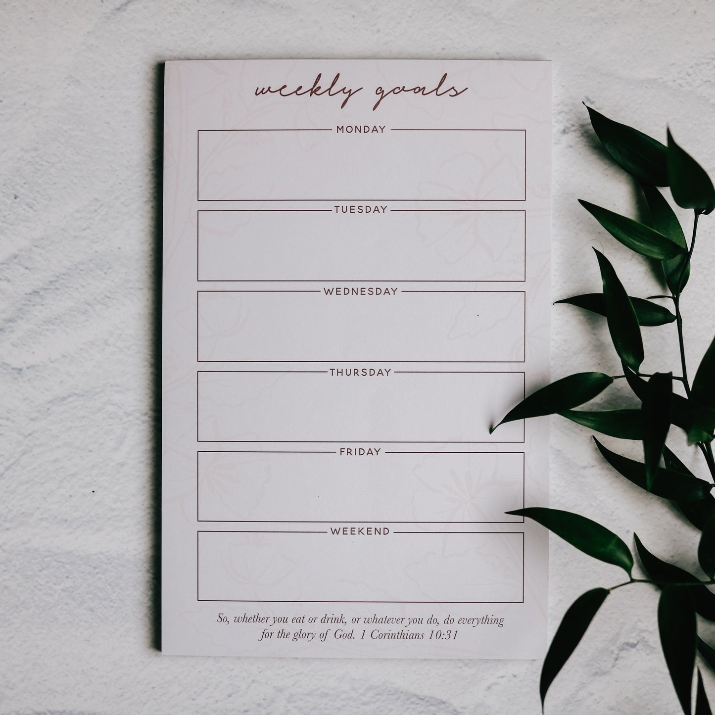 Weekly Goals Notepad - Blush Floral