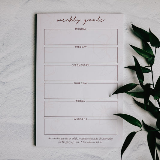 Weekly Goals Notepad - Blush Floral